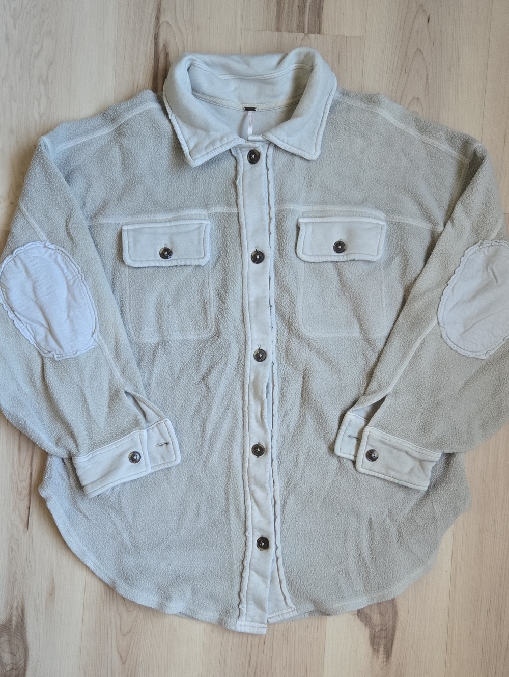 Free People Ruby Oversized Shirt Jacket, Grey, Size Medium